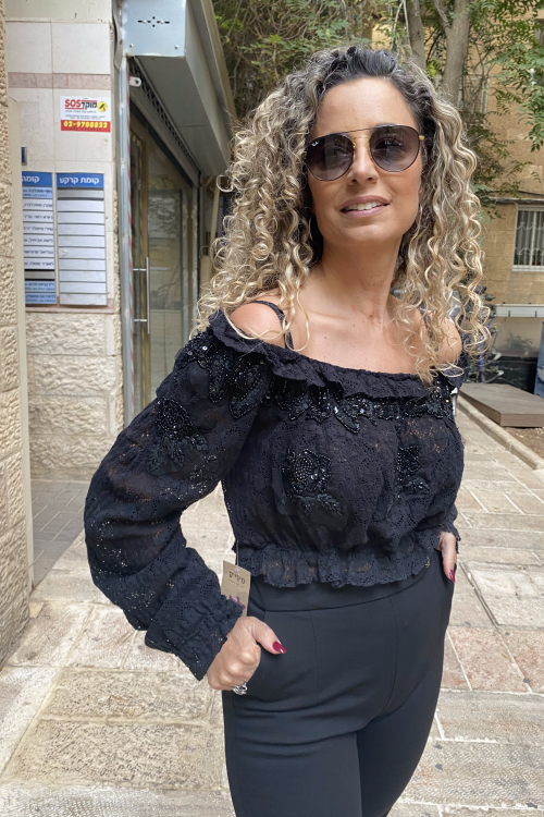 טופ תחרה אבנים