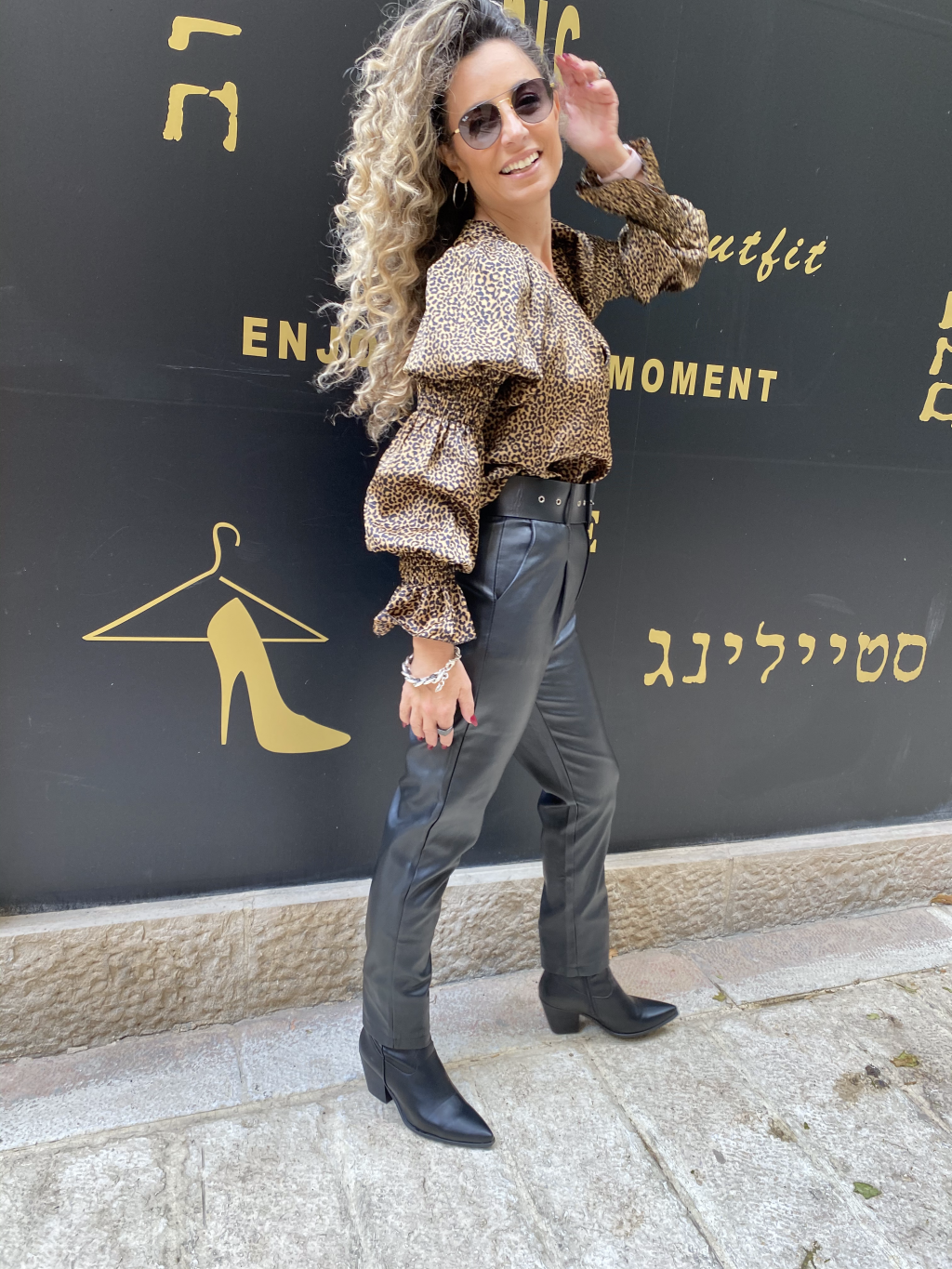 ⁦מכנס עור חגורה⁩ – תמונה ⁦3⁩