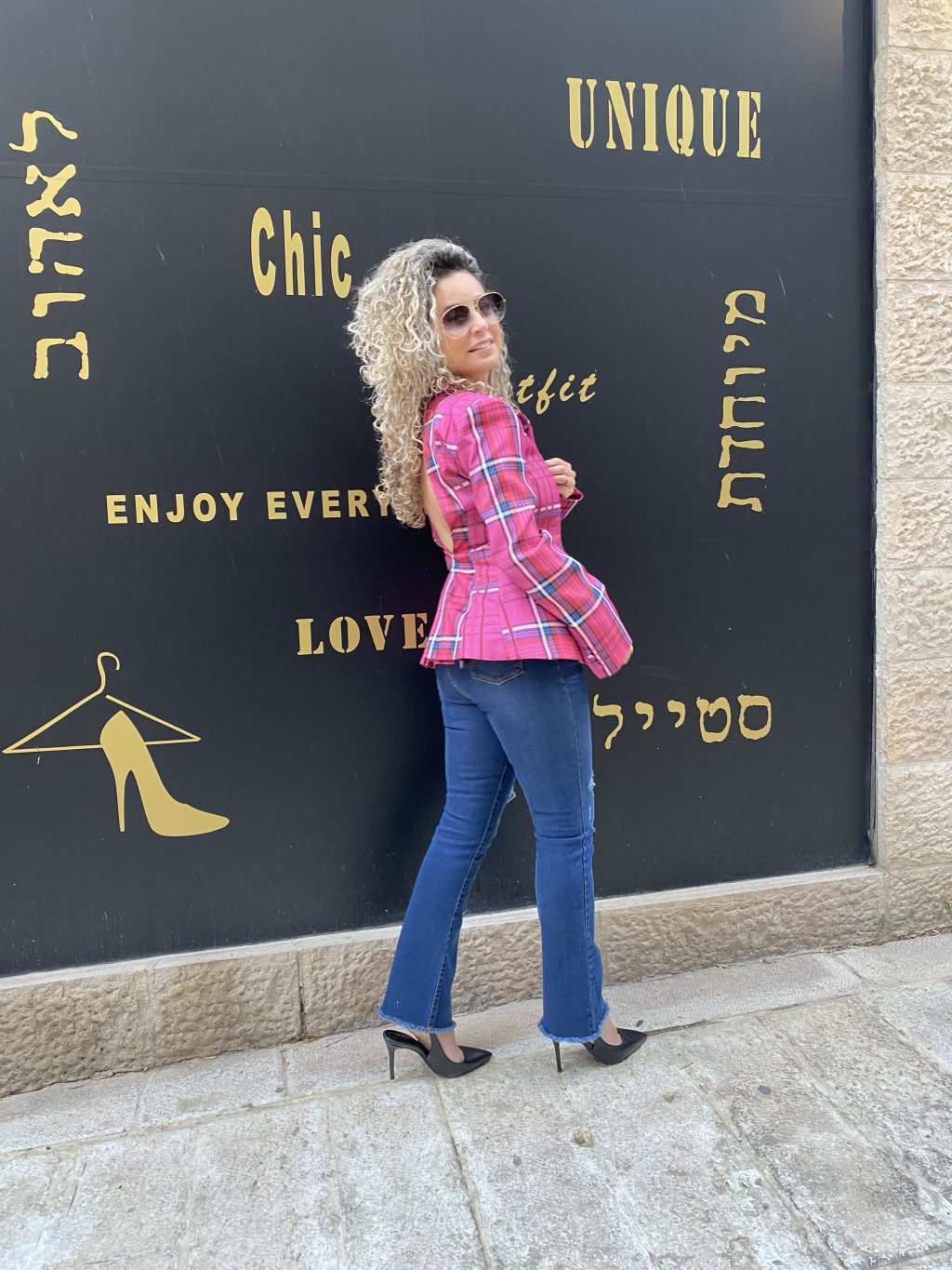 ⁦בלייזר משבצות עם מפתח גב⁩ – תמונה ⁦3⁩